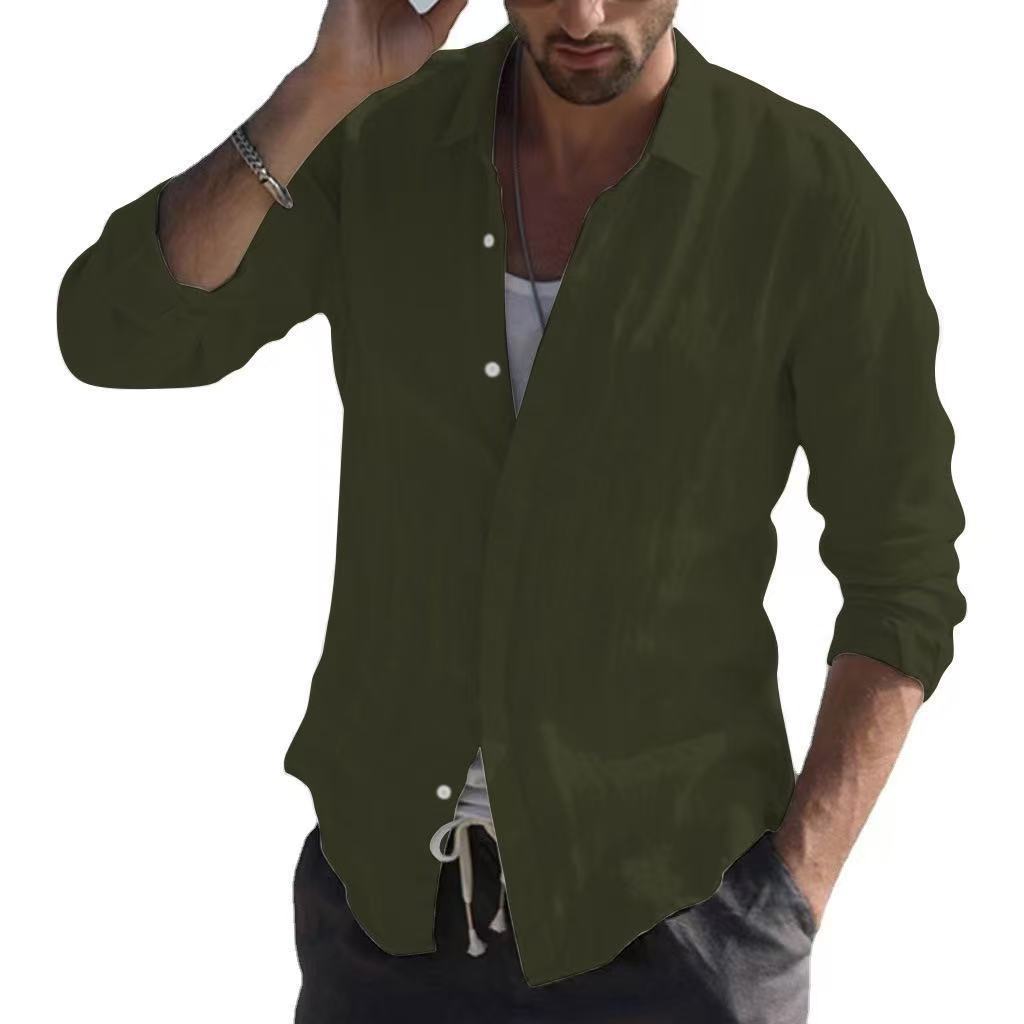 Long Sleeve Shirt Plain Lapel Casual Daily