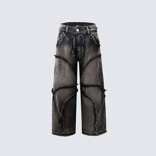 Street Fashion Vintage Jeans Raw Edges Design